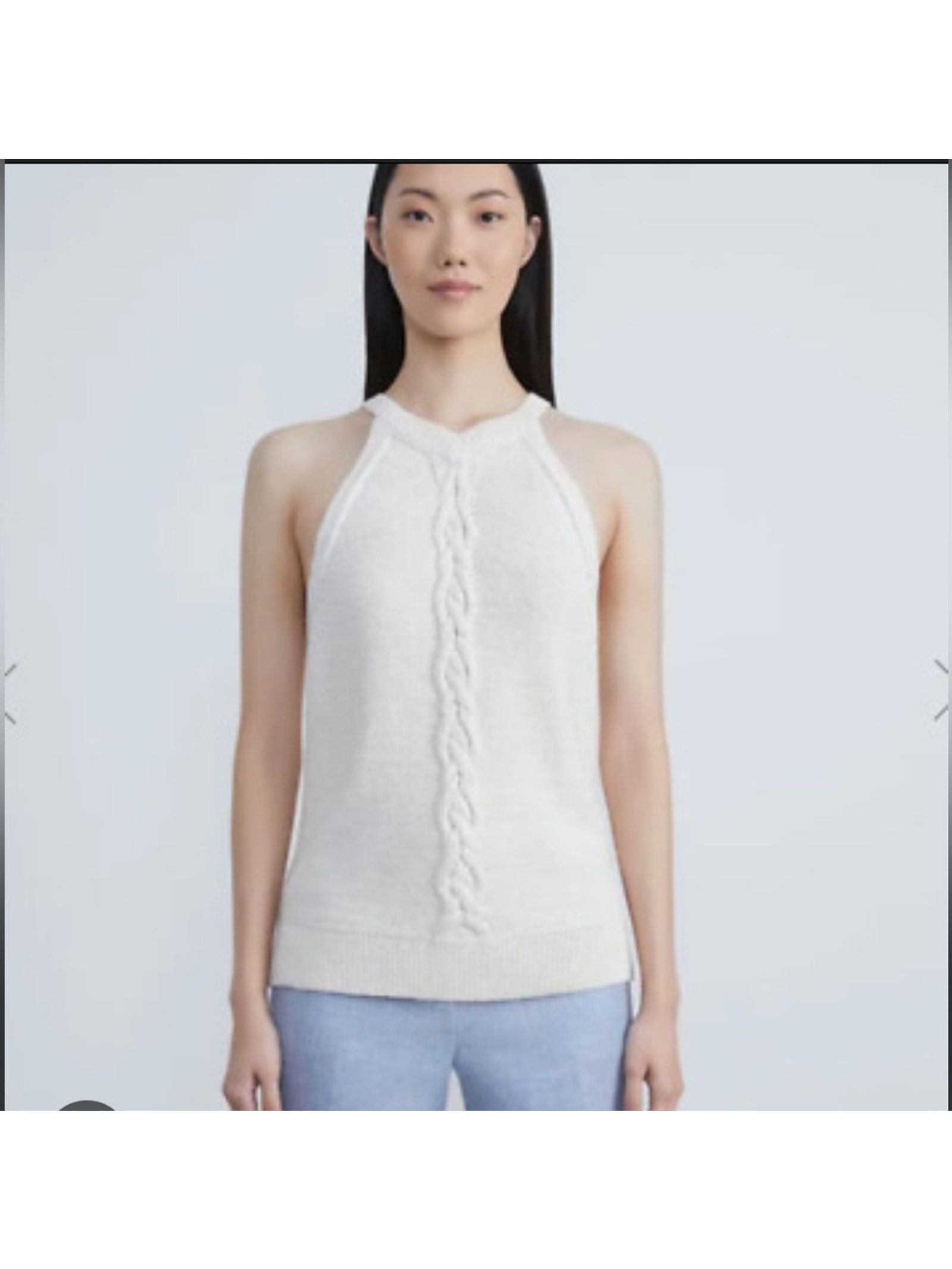 Lafayette 148 Knot Cable Knit Sleeveless Tank Med Cream Nwot